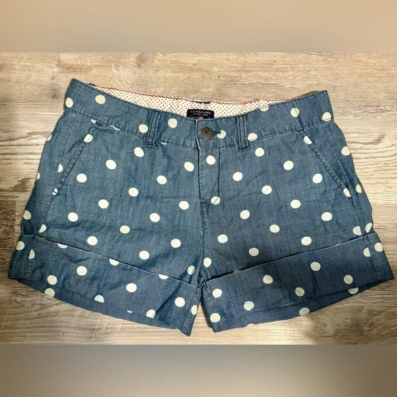 U.S. Polo Assn. Women’s  Polka Dot Chino Shorts, Blue Sz 8 - Picture 2 of 12